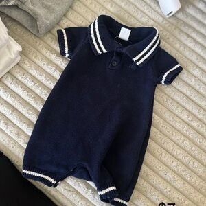 GAP Navy Blue Baby Bodysuit with White Accents
